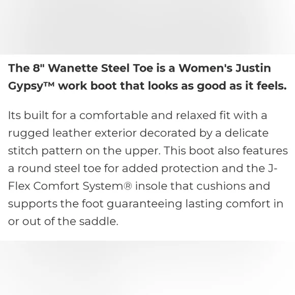 Justin "Wanette" Steel Toe Brown Leather Cowboy Western Boot | Women's Size 9.5B - Picture 12 of 13